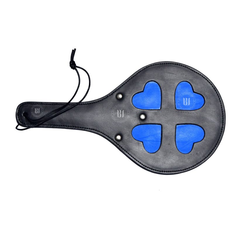 4 Blue Heart Leather Paddle Slapper