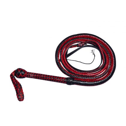 Genuine Cowhide Leather Bullwhip 10 Feet Black/Red