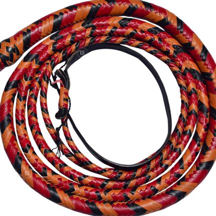 Genuine Cowhide Leather Bullwhip 10 Feet Black/Red/Tan