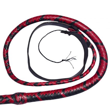 Genuine Cowhide Leather Bullwhip 6 Feet Red/Black