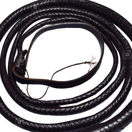 Genuine Cowhide Leather Bullwhip 8 Feet Brown