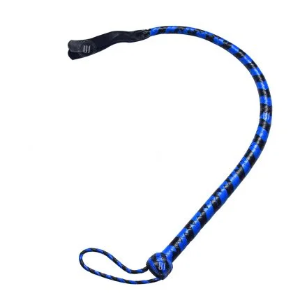 Genuine Cowhide Leather Flogger Whip 2.5 Feet Black/Blue