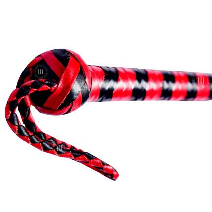 Genuine Cowhide Leather Flogger Whip 2.5 Feet Black/Red