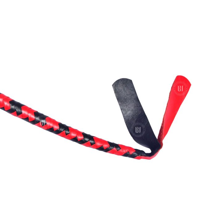 Genuine Cowhide Leather Flogger Whip 2.5 Feet Black/Red