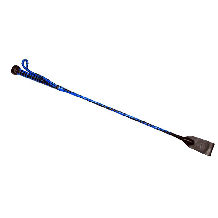 Genuine Leather Braided Riding Crop Blue/Black