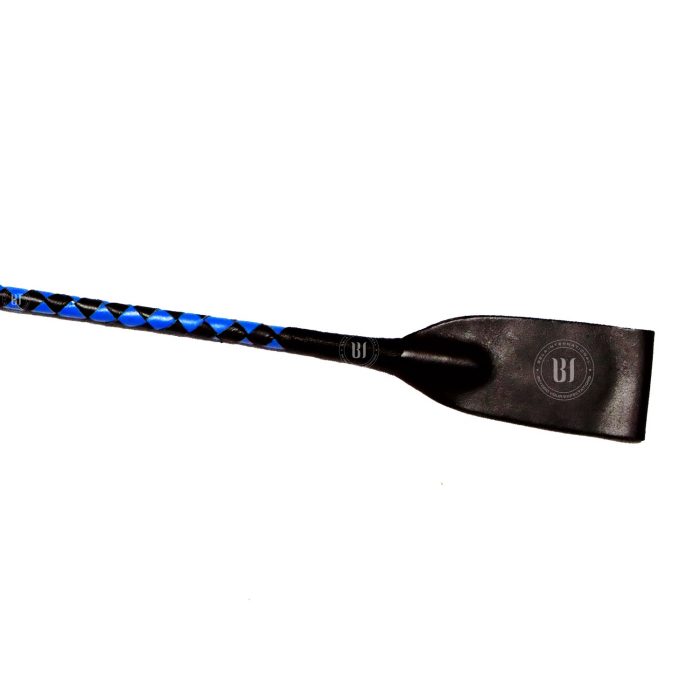Genuine Leather Braided Riding Crop Blue/Black