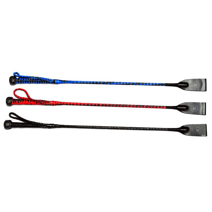 Genuine Leather Braided Riding Crop Blue/Black