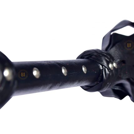 Genuine Leather Flogger Studded Handle Black