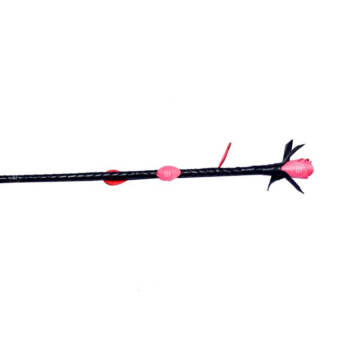 Pink Rose Tip Leather Spanking Crop