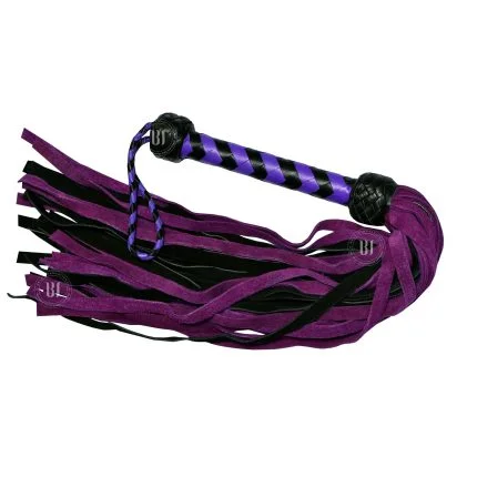 Suede Flogger with Leather Handle Black/Purple