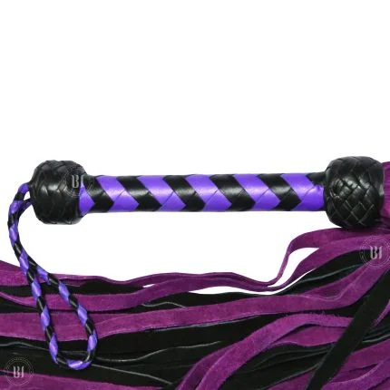 Suede Flogger with Leather Handle Black/Purple