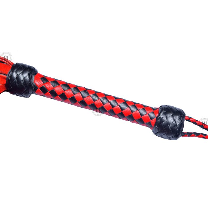 Suede Flogger with Leather Handle Black/Red