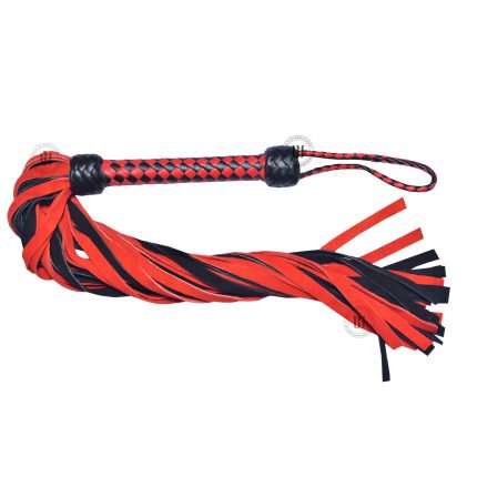 Suede Flogger with Leather Handle Black/Red
