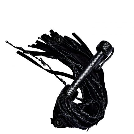 Suede Leather Flogger with Thorny Falls Black